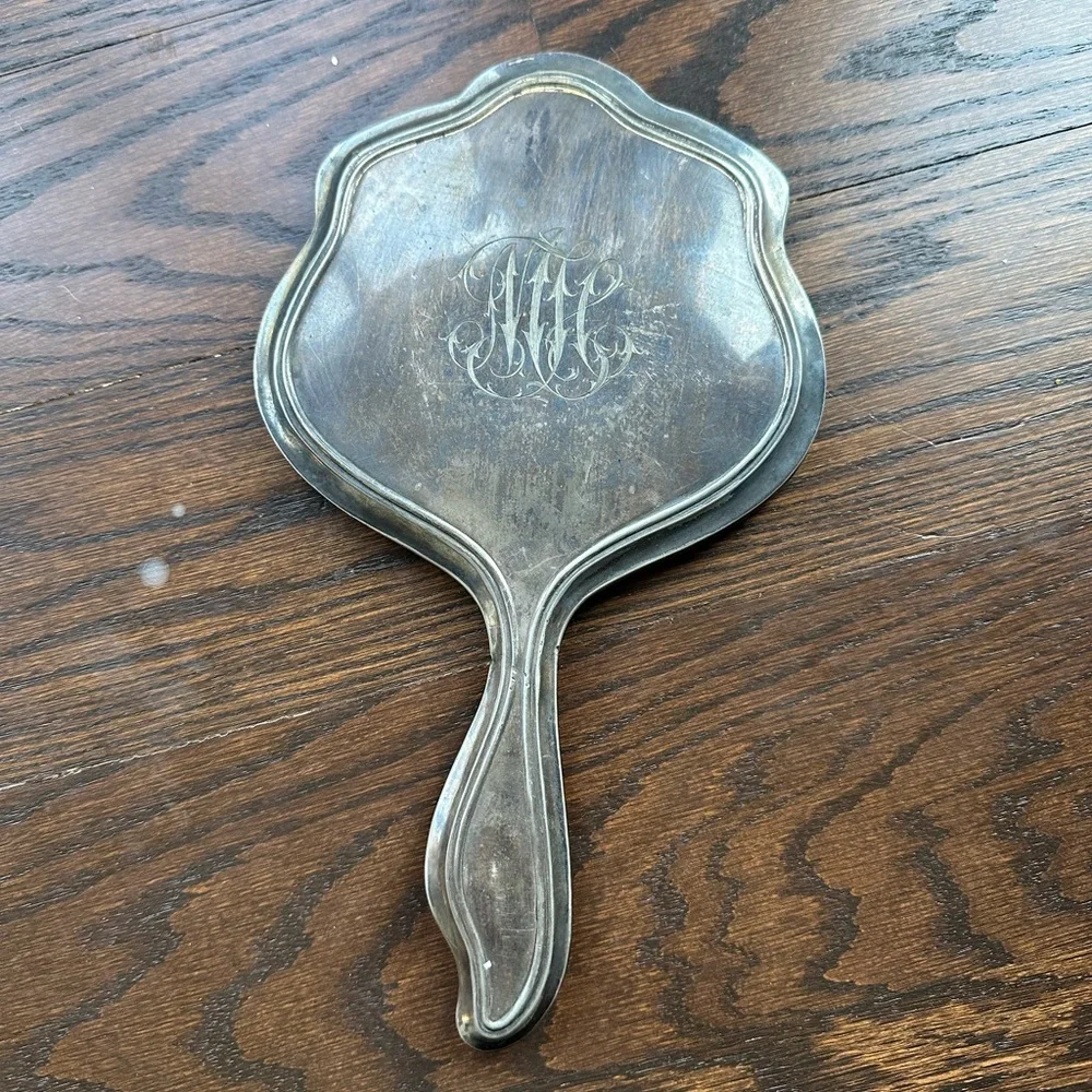 Vintage Silver plated hand held mirror